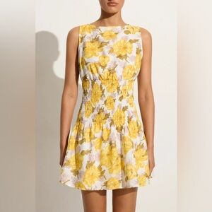 FAITHFULL THE BRAND Novalee linen boho‎ Mini Dress in Yellow size 6